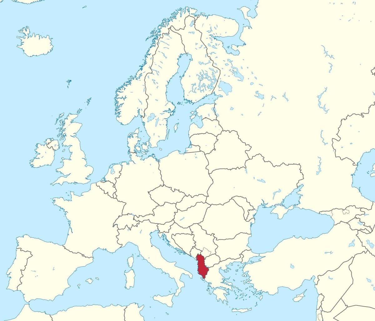kaart Albaania euroopa
